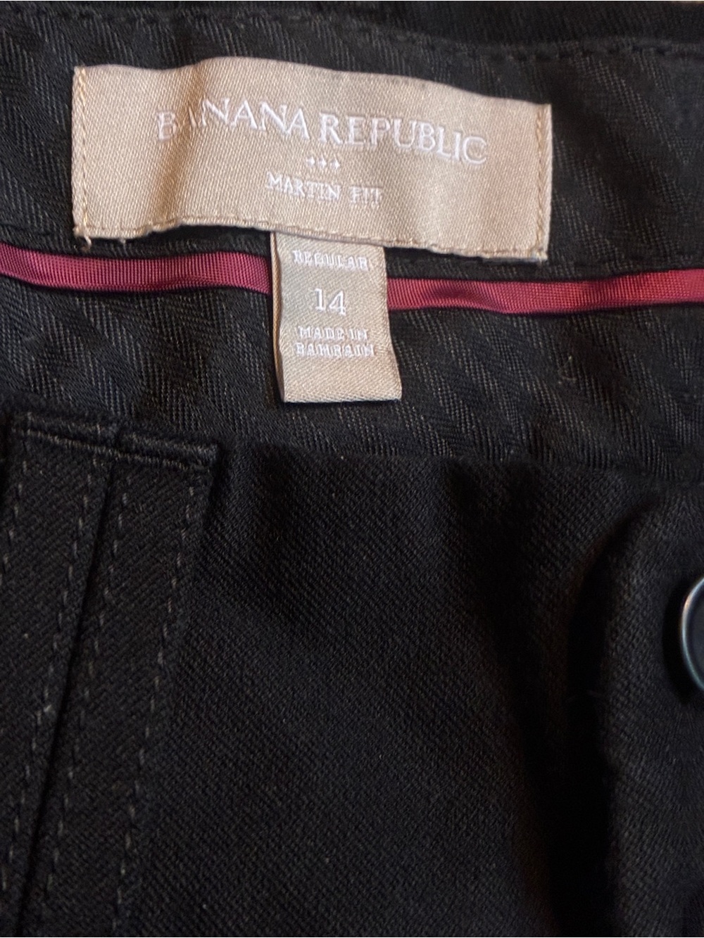 Banana Republic Black Martin Fit Tailored Work Pants Size 14 Regular